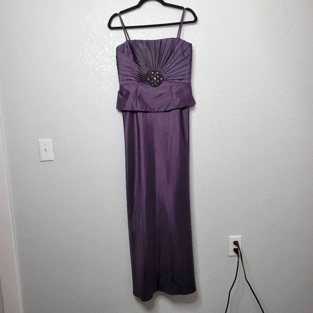 Jessica Howard eggplant purple formal column dress spaghetti straps